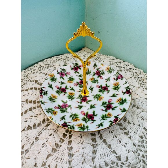 Upcycled Antique Floral Plate Jewelry Holder | Vintage Trinket Dish Ring Tray - Picture 2 of 2